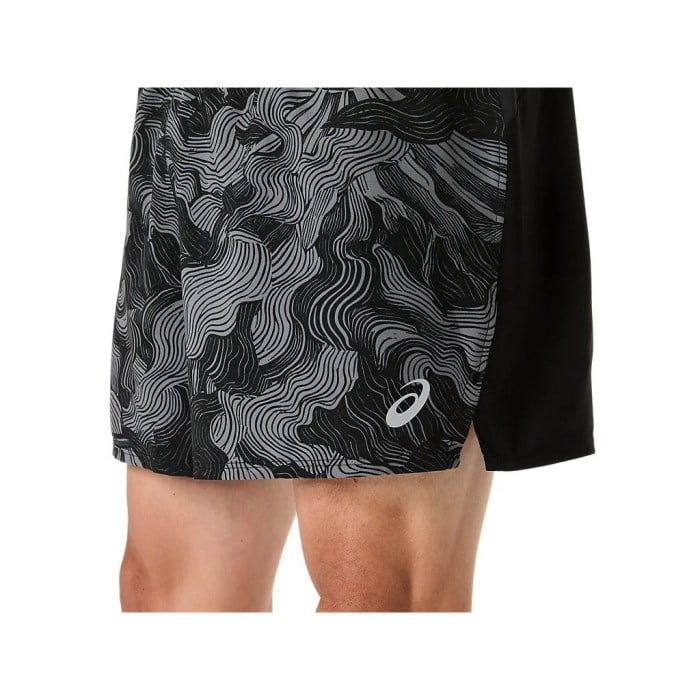 Asics FujiTrail All Over Print 5 Inch Mens Running Shorts - Performance Black/Carbon/Cream - image 4