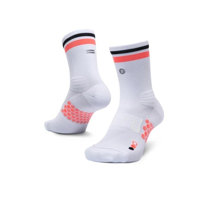 SHYU Half Crew Racing Socks - White/Scarlet/Black