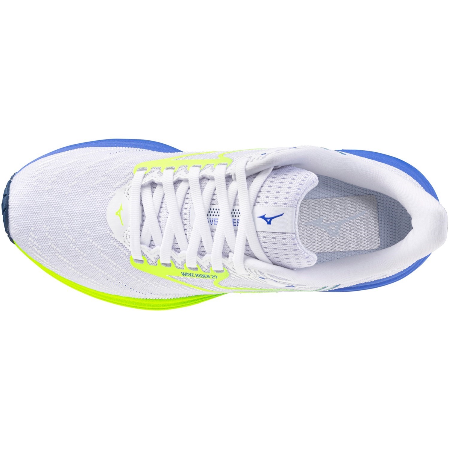 Mizuno Wave Rider 29 - Womens Running Shoes - White/Lightning Yellow/Ultramarine