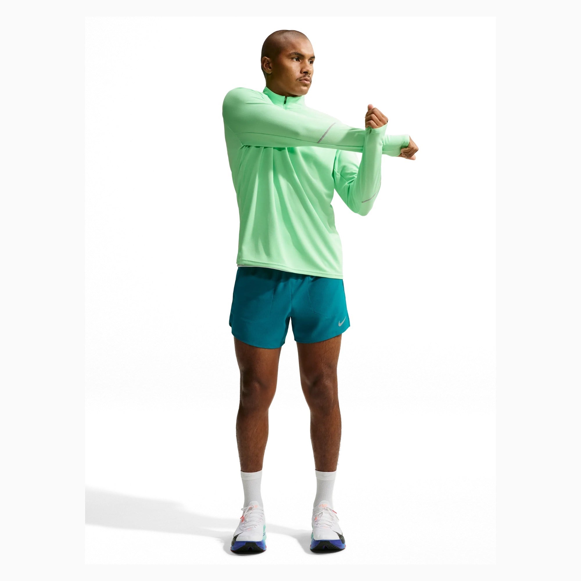 Nike Stride Mens Dri-FIT 5 Inch Brief-Lined Running Shorts - Bright Spruce/Reflective Silver - image 4