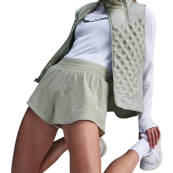 Nike Womens One Dri-Fit Mid Rise Breif Lined Graphic Shorts - Jade Horizon/Light Silver