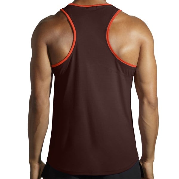Brooks Atmosphere Mens Running Singlet - Copper/Run Raisin/Vivid Flame