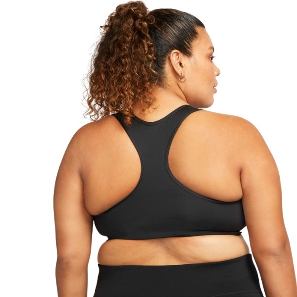 Nike Swoosh Womens Medium Support Non Padded Plus Size Sports Bra - Black/White
