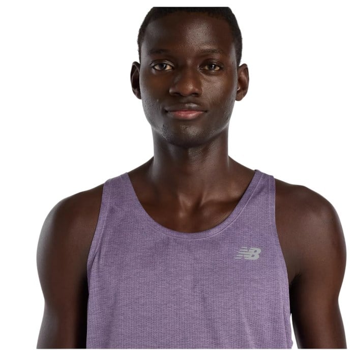 New Balance Mens Running Athletics Singlet - Candid Violet Heather/Slate Grey