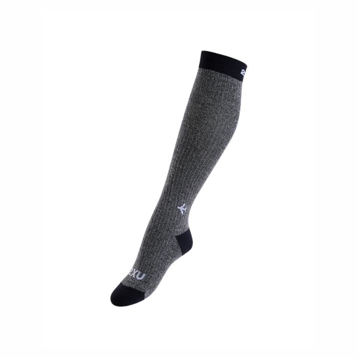 2XU Flight Bamboo Charcoal Unisex Compression Socks - Grey Marle/White - image 4